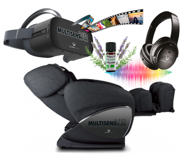 siège + casque audio + casque VR pour relaxation